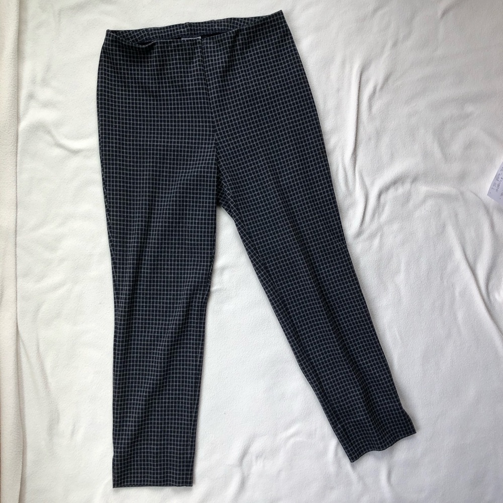 J Jill pointe slim leg stretch navy checked pant